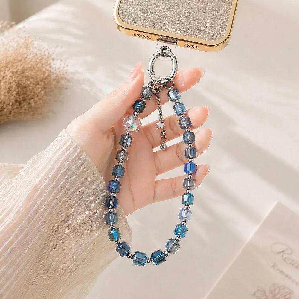Luxury high-end crystal bead hand-held lanyard chain, phone wrist strap wristlet